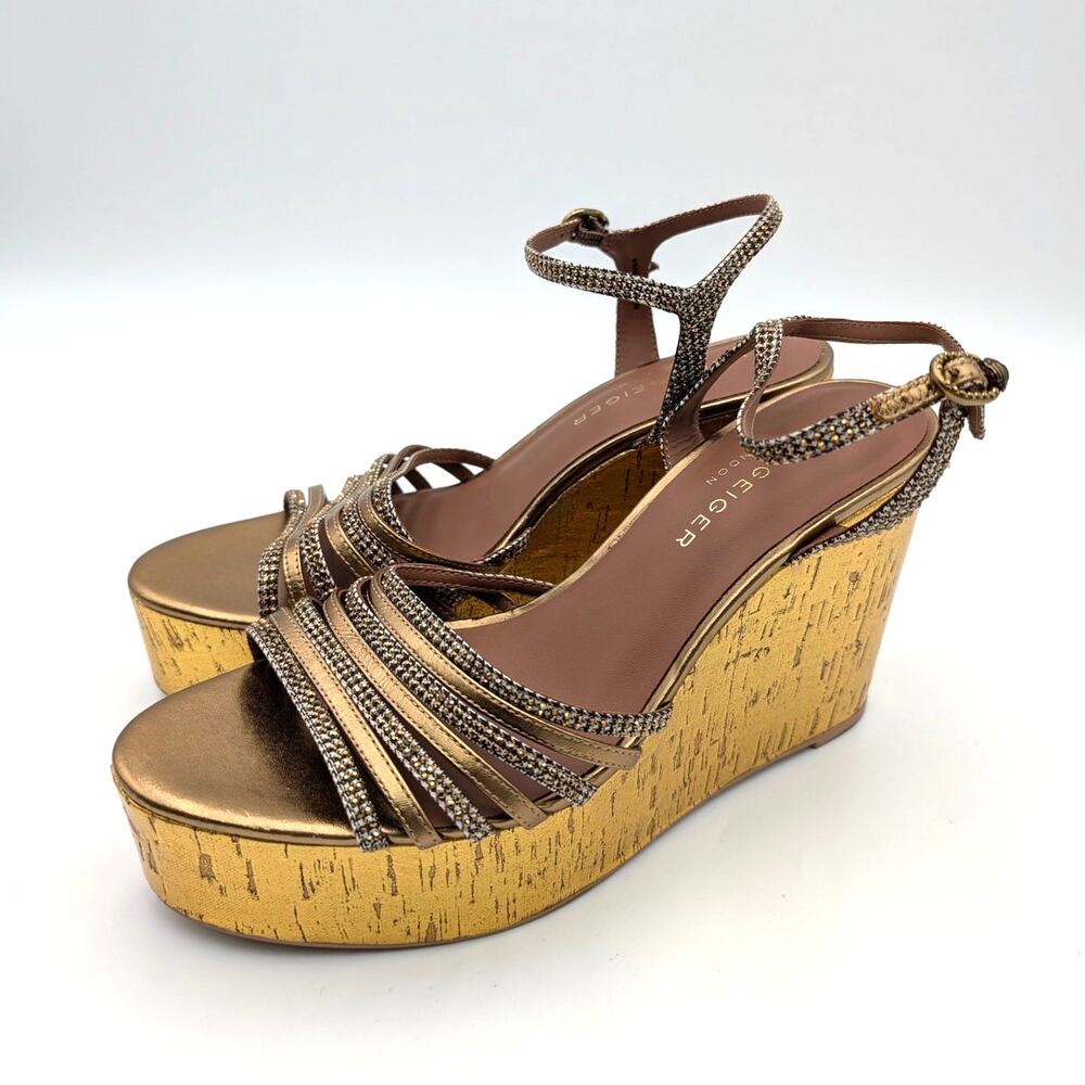 Kurt Geiger London Pierra Platform Wedge Sandals Womens Open Brown Size US9 EU40